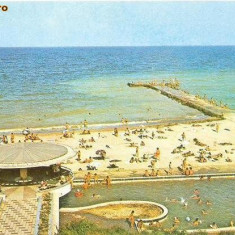 CP200-38 Eforie Nord. Plaja -carte postala, circulata 1973 -starea care se vede