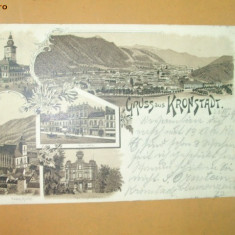 Carte Postala Litografie Salutari din Brasov