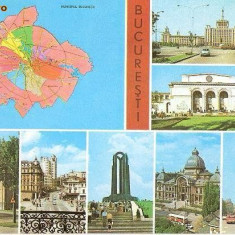 CP201-25 Bucuresti (Harta Municipiului) -carte postala, circulata 1970 -starea care se vede