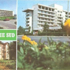 CP201-24 Eforie Sud. Imagini din statiune -carte postala, circulata 1986, la Sulina -starea care se vede