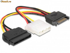 Cablu alimentare SATA 15 pin tata la Molex 4 pin mama si SATA 15 pin mama-65235 foto