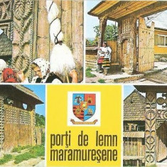 CP201-93 Porti de lemn maramuresene (stema)(port popular)-carte postala, necirculata -starea care se vede