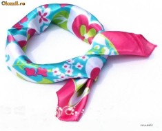 ESARFA SATIN BATIC ROZ ALB TURQUOISE foto