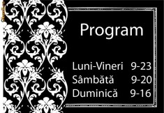 program de lucru, program de functionare, orar magazin, afis intrare magazin magazin, folie adeziva foto