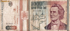 BANCNOTA 1000 LEI MIHAI EMINESCU MAI 1993 foto