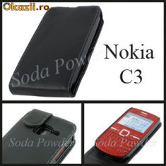 toc din piele nokia c3 husa + folie ecran expediere gratuita foto