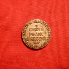 Moneda de 1 Franc 1577 ,Henric III Franta - FALS ,d= 2,5 cm.