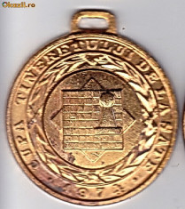 Medalie sport CUPA TINERETULUI DE LA SATE 1974 SAH locul I foto