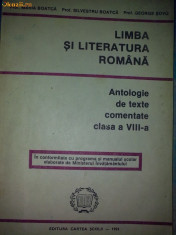 Limba si literatura romana - antologie de texte comentate, clasa a VIII-a foto