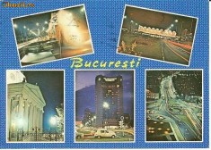 CP208-39 Bucuresti: Fantana Miorita; Aeroportul International Bucuresti Otopeni... -carte postala circulata 1981 -starea care se vede