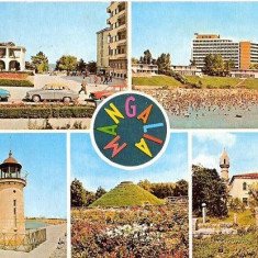 CP208-41 Mangalia: Cazinoul; Plaja; Farul; Mormant scitic; Muzeul de istorie -carte postala circulata 1979 -starea care se vede