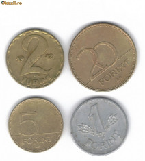 UNGARIA FORINT LOT (20 forint,5 forint,2 forint,1 forint) foto