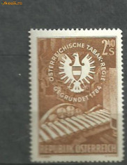 Austria 1959 - TUTUN, MASINA DE TIGARI , timbru MNH B254 foto