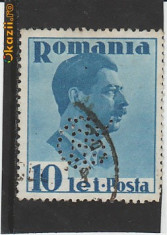 TIMBRE ROMANIA Perforat 10L Carol II inscriptia &amp;quot;Posta&amp;quot; RO94 foto