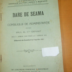 DARE DE SEAMA SOCIETATEA SVORNOST BUCURESTI 1911