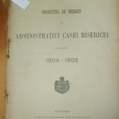 PROIECT BUGET ADMINISTRATIE CASEI BISERICII 1903 BUCURESTI