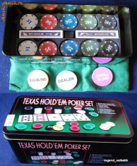 Set Poker Texas Hold&amp;#039;em 200 jetoane, cutie Aluminiu foto