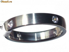 Stainless Steel/ Inox Designer Inspired Cubic Zirconia Ring - Marime US 7 foto