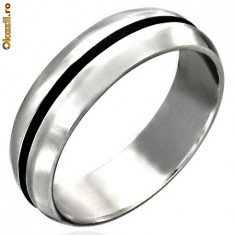 Stainless Steel/ Inox Rubber Design Ring - Marime US 9 foto