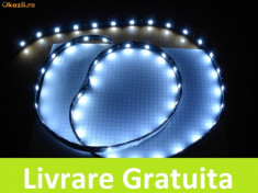 BANDA LED 100 CM 30 LED-URI SMD ALBE 5050 (3 chip) FLEXIBILA, IMPERMEABILA foto