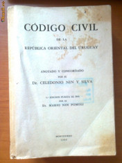 CODIGO CIVIL DE LA REPUBLICA ORIENTAL DEL URUGUAY (1962) - MARIO NIN POMOLI foto