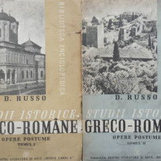 Russo , Studii istorice greco - romane , 1939 , 2 vol. , autograf C. C. Giurescu