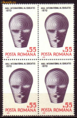 Romania L740.4x Anul Internat al.Educatiei 1970 bloc 4 foto