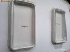 Bumper Case Apple iPhone 4 WHITE HUSA SPECIALA DIN SILICON TPU CAUCIUCAT CU BUTOANE LATERALE + FOLIE FATA SPATE CADOU + livrare gratuita foto
