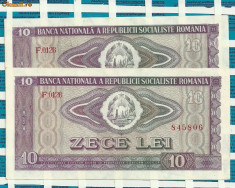 Lot bancnote 10 lei 1966 serii consecutive F0126...806-7 foto