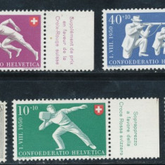 Elvetia 1950 serie nestampilata 5 timbre Pro Patria - sport MNH