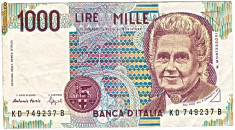 Italia bancnota 1000 lire 1990 foto