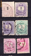 Timbre Ungaria 1874 - 88 Lot de 6 v. Plic cu numeral cu stampile din Transilvania foto