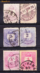 Timbre Ungaria 1874 - 88 Lot de 6 v. Plic cu numeral cu stampile din Transilvania foto