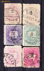 Timbre Ungaria 1874 - 88 Lot de 6 v. Plic cu numeral foto