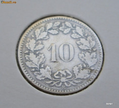 Elvetia - 10 rappen 1881 - 3 grame cu-ni - rara - piesa de colectie foto
