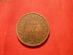 1/2 Anna 1862 INDIA ENGLEZA ,bronz ,d=3cm. foto