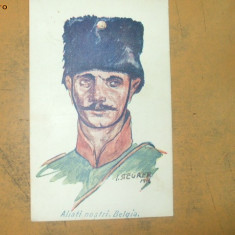 Carte Postala Militari desen I. Steurer 1916 Aliati nostri Belgia