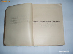 Codul Legilor Penale Romane Adnotate - Mihail I. Papadopolu[1932] foto