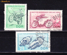 Timbre Germania DDR 1963 Motocros Serie Completa de 3 v. stampilate foto