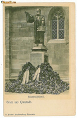 2325 - BRASOV - Biserica Neagra si statuia lui Honterus - old P.C.- clasica - unused foto