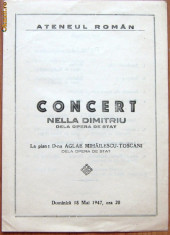 PLIANT VECHI CONCERT SIMFONIC, ATENEUL ROMAN, 1947 foto