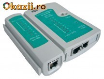 TESTER UTP Retea, pt. verificare cabluri+conectori 6/8 fire/pini, RJ45, RJ11 +husa+baterie 9V, Garantie 24 Luni !!! foto