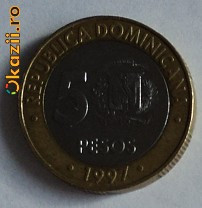 5 pesos 1997 Republica Dominicana foto