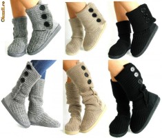 CIZME TRICOTATE MODEL UGG NEGRE NR. 37 si 38 PE STOC foto