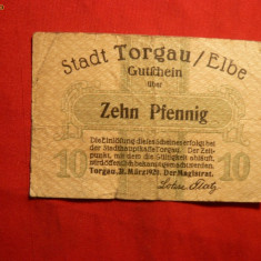 Bancnota 10 Pf.notgeld Germania ,oras -TORGAU 1920