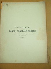 Statutele Bancii Generale Romane 1904 foto