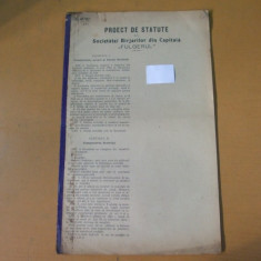 Proiect Statut Societatea Birjarilor "Fulgerul" Bucuresti 1904