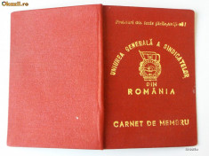 ROMANIA RSR CARNET MEMBRU UGSR UNIUNEA GENERALA A SINDICATELOR 1981 ** foto