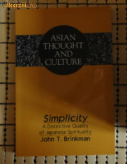 John T. Brinkman Simplicity A Distinctive Quality of Japanese Spirituality P. Lang 1996 foto