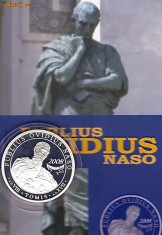 BNR 5 lei 2008,argint,portret Publius Ovidius Naso,statuia din Constanta foto